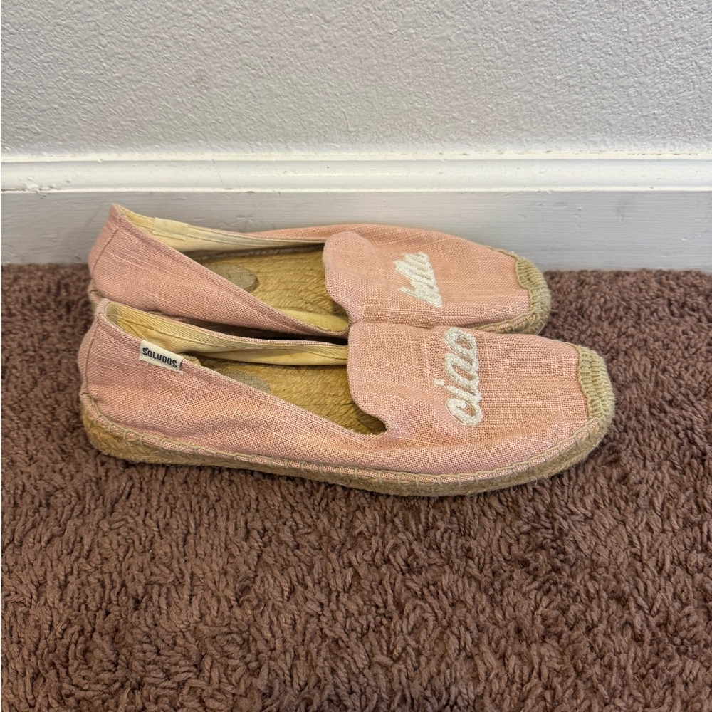 2 FOR $20 Soludos Ciao Bella Dusty Pink Jute Smoking Slipper Espadrille Sz 8.5 - Picture 2 of 9